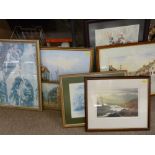 Parcel of paintings, prints including signed ROB PIERCY etc