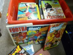 Tub of vintage 'Shoot' soccer annuals and other vintage publications