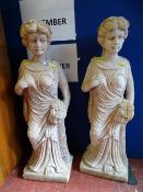 Pair of reconstituted stone 'Maidens' garden statues