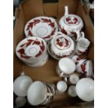 Quantity of red and gilt decorated Staffs tea and dinnerware