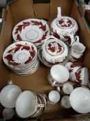 Quantity of red and gilt decorated Staffs tea and dinnerware