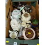 Collection of vintage teapots including lustre etc