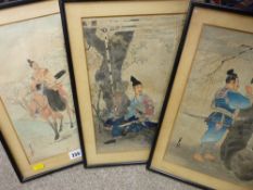 Three antique Japanese prints, all 32 x 21 cms
