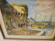 RENE LE FORESTIER watercolour - Breton fishing boats, 31 x 38 cms