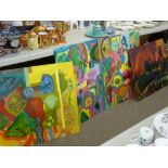 JOHN CHERRINGTON oils on board - four colourful psychedelic images