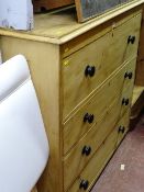 Victorian stripped pine chest of four long drawers