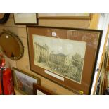 Fine historical engraving 'A Market Day in Bangor' and other prints, photographs of similar