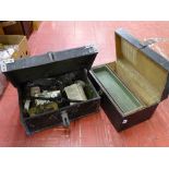 Vintage tool chest with contents of various fixings, tap and die equipment etc and another vintage