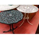 Two vintage style metal garden tables