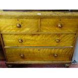 Victorian satin wood chest of two short over two long drawers, stamped 'A Blain, Liverpool',