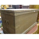 Painted pine trunk with iron handles