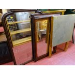 Two vintage wooden framed mirrors and a folding card table