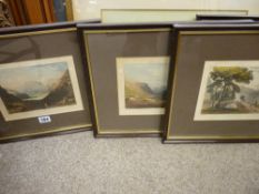 Series of four nicely presented antique engravings of mountainscapes