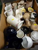 Box of ornamental jugs including Toby jugs