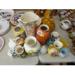 Parcel of mixed porcelain including Maling lustre jug, hen on nest etc