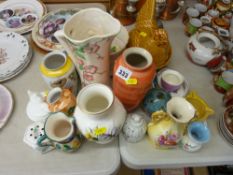 Parcel of mixed porcelain including Maling lustre jug, hen on nest etc