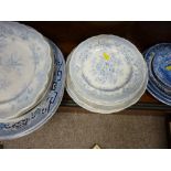 Parcel of blue and white dresser plates and good platters