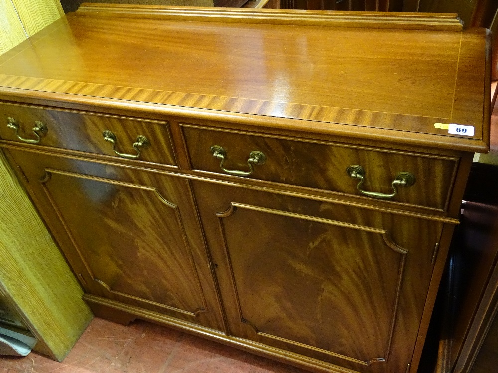 Reproduction inlaid sideboard with two drawers over two base cupboards