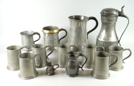 COLLECTION OF ASSORTED NINETEENTH CENTURY & LATER PEWTER to include large mallet shaped lidded