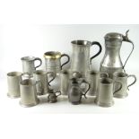 COLLECTION OF ASSORTED NINETEENTH CENTURY & LATER PEWTER to include large mallet shaped lidded