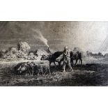 CHARLES EMILE JACQUE etching - entitled 'L'orage', mounted but unframed, 28 x 40cms Provenance: with
