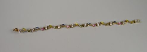 A 9CT YELLOW GOLD MULTI-COLOUR STONE SET BRACELET including sapphires