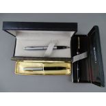 THREE SHEAFFER PENS including boxed Triumph fountain pen, boxed (with instructions) Triumph 444