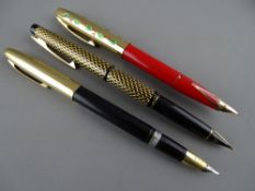 THREE SHEAFFER PENS including Crest Deluxe TM (Thin Model) Touchdown fountain pen, a Lady Paisley