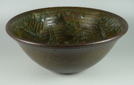 DAVID LLOYD JONES STUDIO POTTERY BOWL of flared form with abstract decoration to the interior,