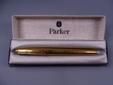 VINTAGE PARKER 75 14ct GOLD FILLED FOUNTAIN PEN in Tiffany Grid design, boxed