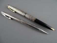 A SHEAFFER LADY 925 SEASPRAY FOUNTAIN PEN together with a sterling silver pencil in 'Grapes & Vines'