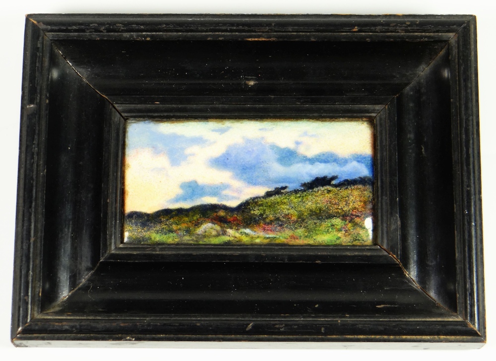 A GROUP OF FIVE SIMILAR ARTS & CRAFTS ENAMEL LANDSCAPE PLAQUES BY CHARLES FLEETWOOD VARLEY two of - Image 2 of 7