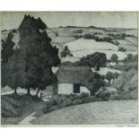 ROBERT BEVAN limited edition (4/40) etching - Rosemary, Devon rural scene with farmstead, signed
