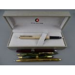 COLLECTION OF FIVE SHEAFFER PENS including Triumph Crest & Tuckaway propelling pencils, Triumph