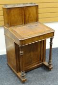 VICTORIAN WALNUT INLAID DAVENPORT DESK having raised top with brass gallery above two blind panelled