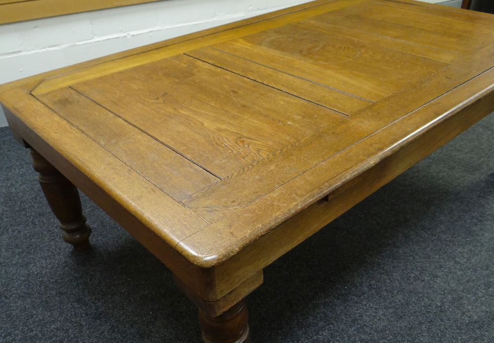 A GEORGE EDWARDS OF LONDON OAK ROLL OVER SNOOKER / DINING TABLE on turned corner supports together - Image 3 of 9
