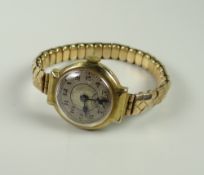 ANTIQUE 9CT GOLD ENCASED LADIES' WRISTWATCH on original part-gold bracelet (in box)