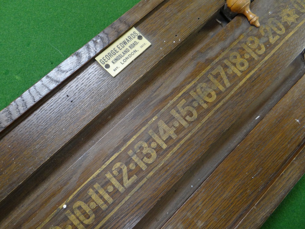 A GEORGE EDWARDS OF LONDON OAK ROLL OVER SNOOKER / DINING TABLE on turned corner supports together - Image 9 of 9