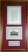 FRAMED ARSENAL FOOTBALL CLUB 1938-39 SQUAD PHOTOGRAPH together with fourteen signatures to include