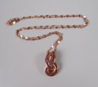 AN 18CT ROSE GOLD NECKLACE & KNOT PENDANT, 4.3grams approx.