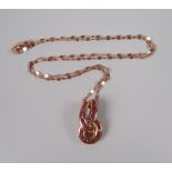 AN 18CT ROSE GOLD NECKLACE & KNOT PENDANT, 4.3grams approx.