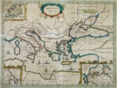 ANTIQUE MAP ARGONAUTICA, 17TH CENTURY BY KAERIUS sparsely coloured, framed & glazed Condition:
