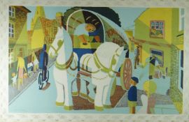 TOM GENTLEMAN coloured lithograph - entitled 'The Grey Horses', printed in England at the Baynard