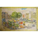 PHYLLIS GINGER coloured lithograph - entitled 'Town Centre', printed in England at the Baynard Press