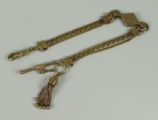 AN ANTIQUE 9CT YELLOW GOLD CANNETILLE BRACELET with engraved centre & tassel charm, 17.2grams