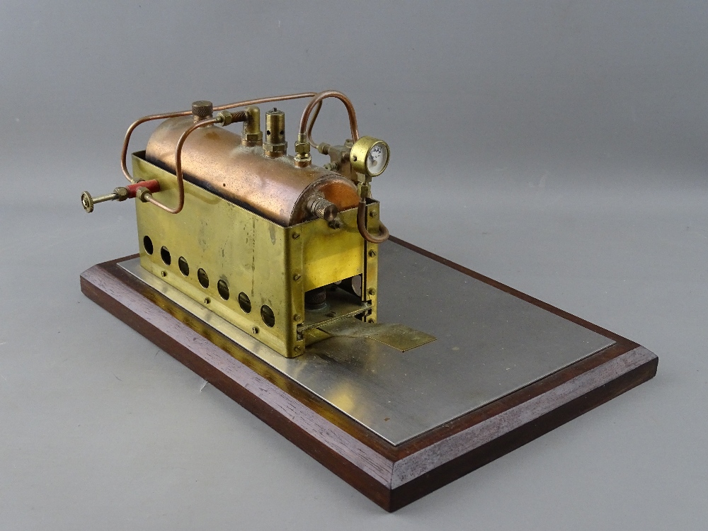 A SCRATCH BUILT LIVE STEAM HORIZONTAL STATIONARY ENGINE with copper boiler and pressure gauge, - Image 2 of 3