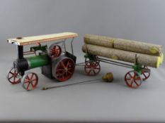 A MAMOD TE1A LIVE STEAM TRACTION ENGINE with canopy top and steering rod, original box and timber