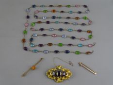 FOUR ITEMS OF VICTORIAN & LATER JEWELLERY including two nine carat gold bar brooches, a Victorian