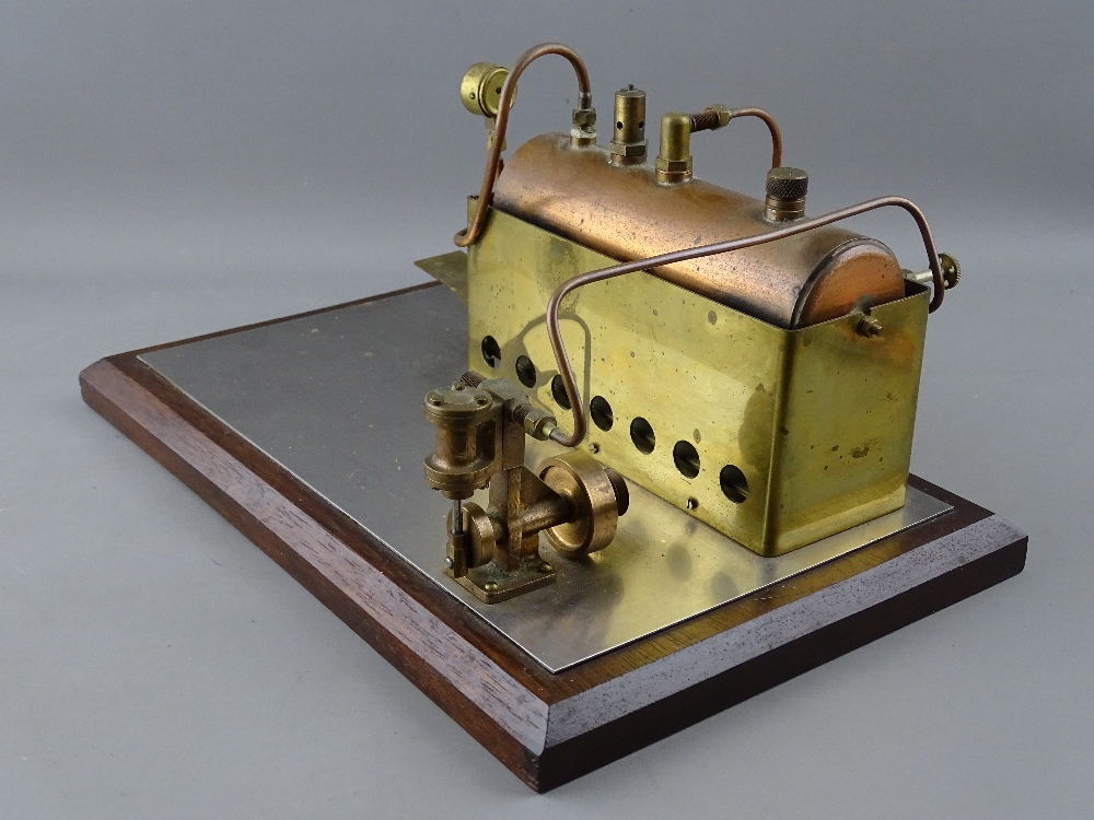 A SCRATCH BUILT LIVE STEAM HORIZONTAL STATIONARY ENGINE with copper boiler and pressure gauge, - Image 3 of 3