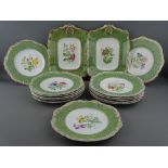 A COPELAND & GARRET BOTANICAL DESSERT SERVICE with gilt highlighted shagreen style decoration, to